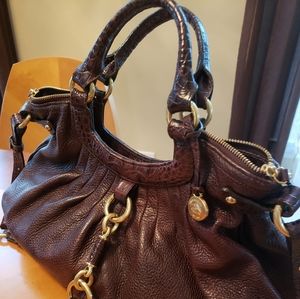 Dark Brown/Purple Leather Brahmin Bag
